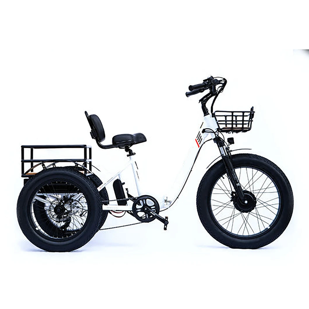 48V/23.2ah Lithium-Ion 4 - 6hours Charging 750W Fat Tire 3 Wheel Cargo Foldable Electric Tricycle